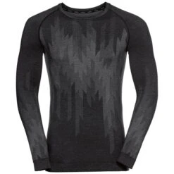ODLO BL TOP CREW NECK L/S KINSHIP PW 200 BLACK MELANGE 23