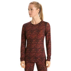 ICEBREAKER 200 OASIS LS CREW LICHEN W BLACK/CHERRY 23