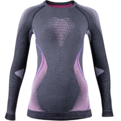 UYN LADY EVOLUTYON UW SHIRT LG SL MELANGE ANTHRACITE MELANGE/RASPBERRY/PURPLE 22