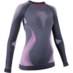 UYN LADY EVOLUTYON UW SHIRT LG SL MELANGE ANTHRACITE MELANGE/RASPBERRY/PURPLE 22 -Winter Sportswear 9 76378 u100019 g980 03